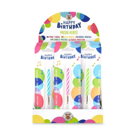 BF KERZE MIT SONG ''HAPPY BIRTHDAY'', 4-fach sortiert