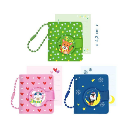 MINI-NOTIZBUCH mit Anhänger 3-fach sortiert