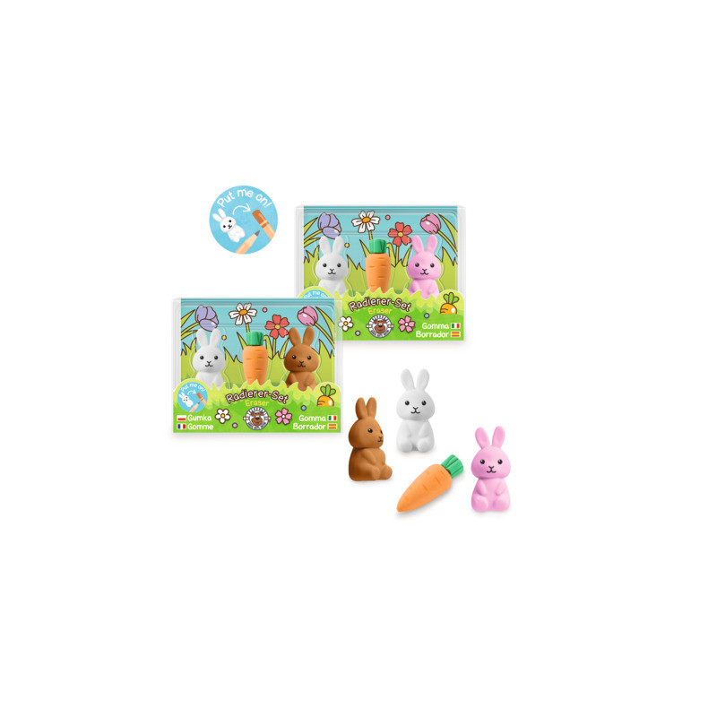 CP HS-6 Radierer Hase & Karotte 3er-Set, sortiert