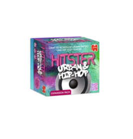 Bunte Box des HITSTER Urban & Hip-Hop Expansion Pack mit Lautsprecher-Grafik auf der Vorderseite.