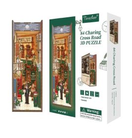 Tenecheer 84 Charing Cross Road 3D Puzzle: Box mit Buchladen-Illustration auf der Vorderseite.