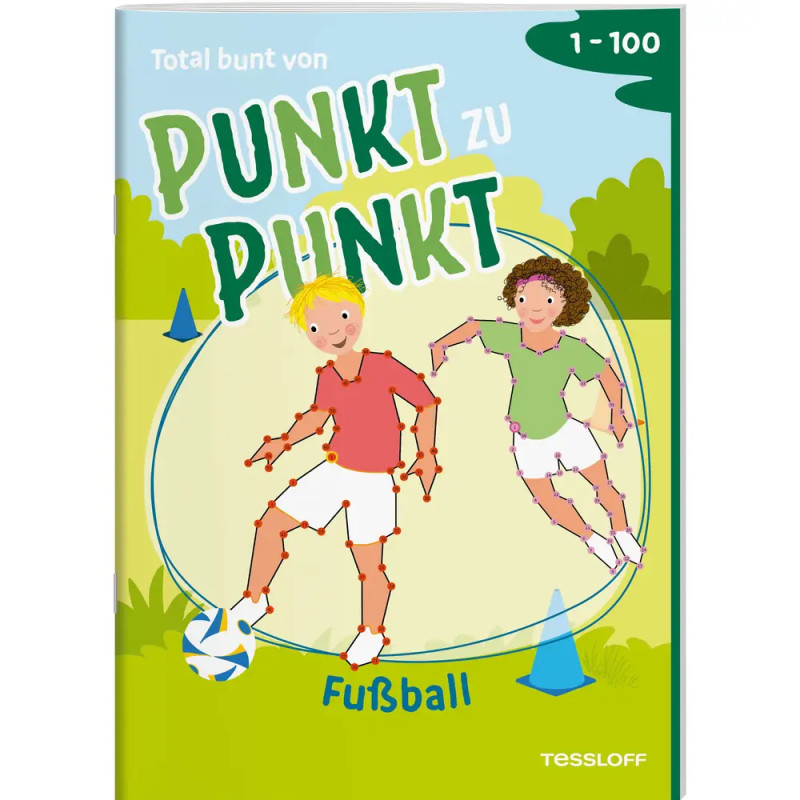 Total bunt von Punkt zu Punkt. Fußball. Von 1 bis 100