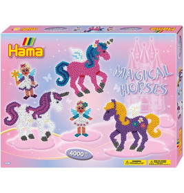 Hama® Bügelperlen Midi - Geschenkpackung Zauberhafte Pferde - 2 Stiftplatten.