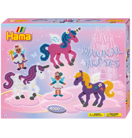 Hama® Bügelperlen Midi - Geschenkpackung Zauberhafte Pferde - 2 Stiftplatten.