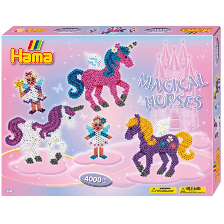 Hama® Bügelperlen Midi - Geschenkpackung Zauberhafte Pferde - 2 Stiftplatten.