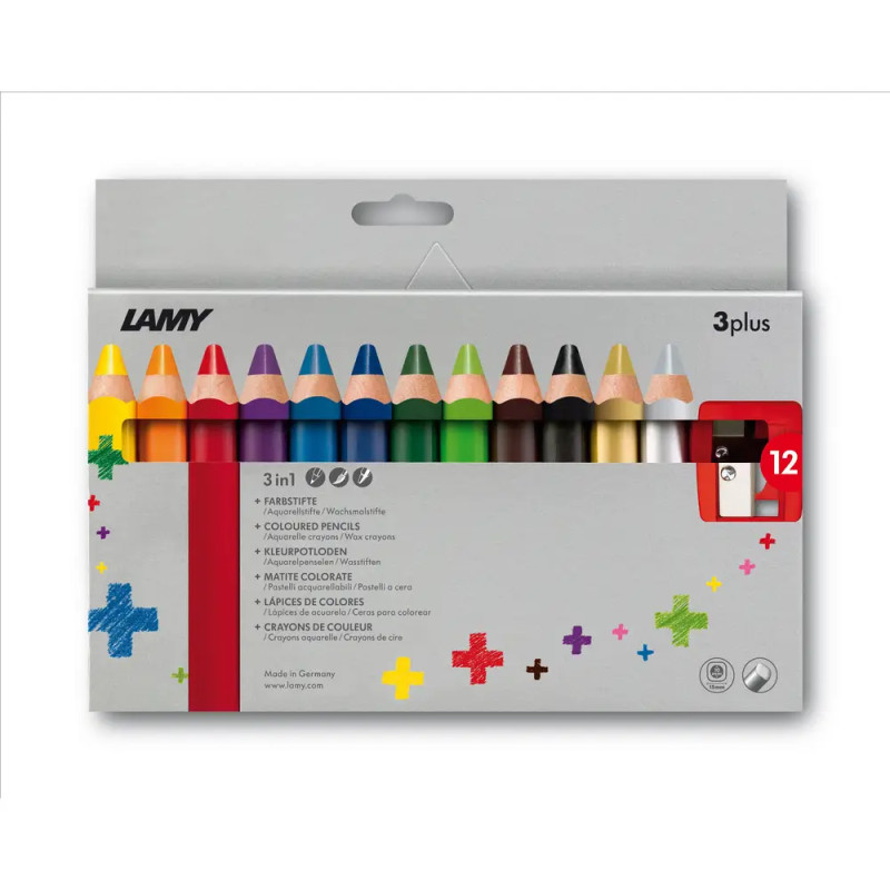 Lamy 1223548 Farbstift 3plus 12er-Set mit Spitzer