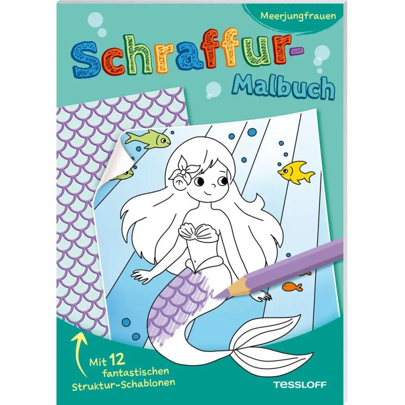 Schraffur-Malbuch. Meerjungfrauen