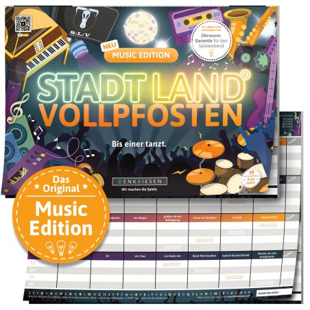 denkriesen Stadt Land Vollpfosten Music Edition | Musikquiz & Partyspiel für Gruppen