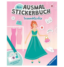 Ravensburger Traumkleider Ausmal-Stickerbuch – Mode kreativ gestalten ab 5