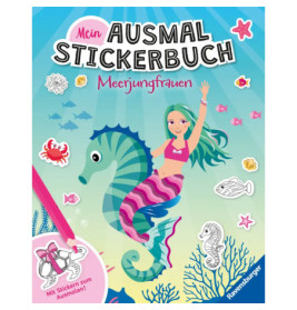 Ravensburger Meerjungfrau Ausmal Stickerbuch – Kreativer Mal- & Stickerspaß