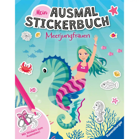 Ravensburger Meerjungfrau Ausmal Stickerbuch – Kreativer Mal- & Stickerspaß