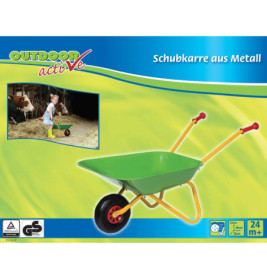 VEDES Outdoor active Schubkarre Metall – Robust, grün-gelb für Garten & Sandkasten