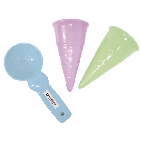 Tinti Spielstabil Eis-Duo Pastell 3-teilig | Sandspielzeug-Set mit Eistüte & Portionierer