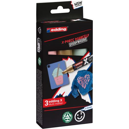 edding® 6900 X Multimarker 3er-Set Pastell – Permanent, wasserfest & vielseitig auf allen Flächen