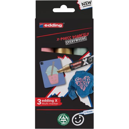 edding® 6900 X Multimarker 3er-Set Pastell – Permanent, wasserfest & vielseitig auf allen Flächen