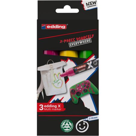 edding® 6900 X Multimarker 3er-Set Bonbonfarben – Permanent für alle Oberflächen