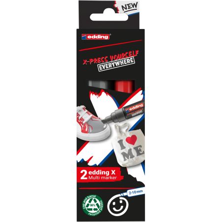 edding® 6900 X Multimarker 2er Set Juhu Grau – Permanent & wasserfest für vielfältige Untergründe