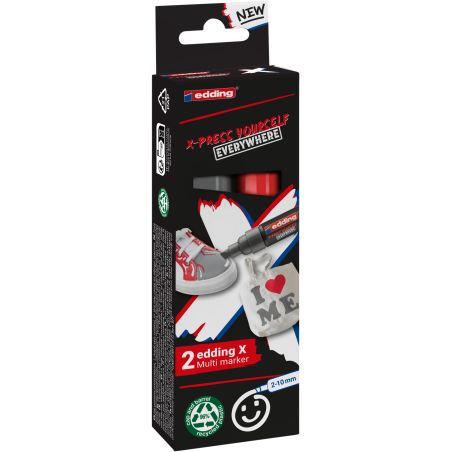 edding® 6900 X Multimarker 2er Set Juhu Grau – Permanent & wasserfest für vielfältige Untergründe