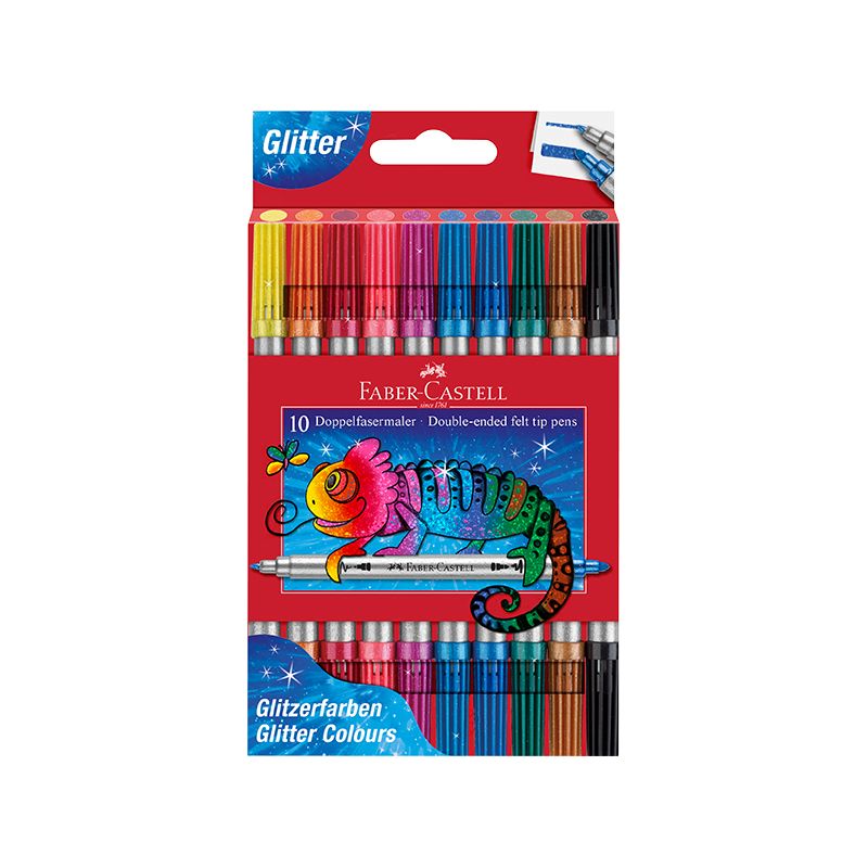 Doppelfasermaler Glitzer 10er Etui | Filzstifte mit Glitzereffekt & Doppelspitze