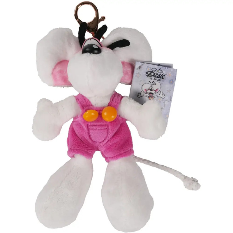 Diddl Plüsch-Schlüsselanhänger Diddl in Latzhose Rosa 15 cm