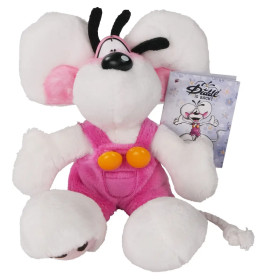 Diddl Plüsch-Schlüsselanhänger Diddl in Latzhose Rosa 15 cm