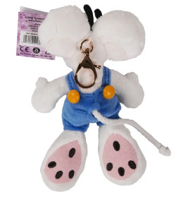 Diddl Plüsch-Schlüsselanhänger Diddl  in blauer Latzhose 15 cm