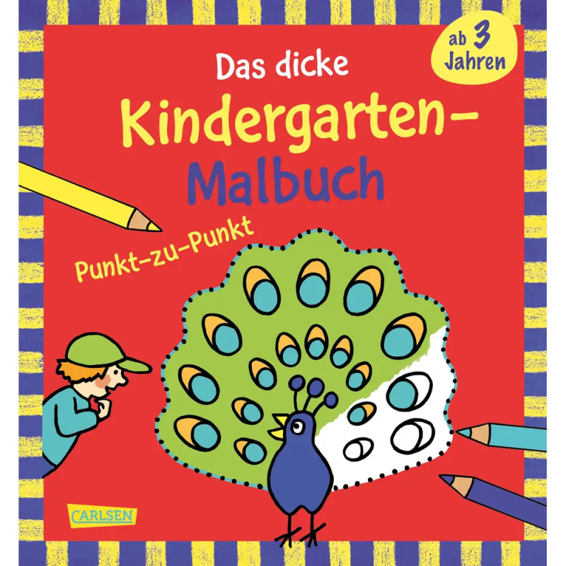 Ausmalbilder für Kita-Kinder: Das dicke Kindergarten-Malbuch: Punkt-zu-Punkt