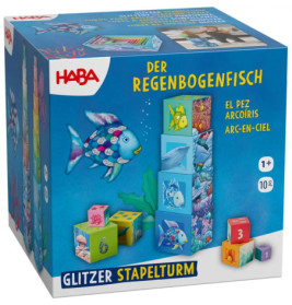 HABA Glitzer Stapelturm Regenbogenfisch | Motorikspielzeug für Kinder