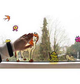 Marabu KiDS Window Color Ponyhof 6x25ml – Abziehbare Fensterfarben für Kinder