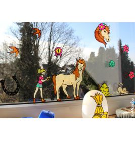 Marabu KiDS Window Color Ponyhof 6x25ml – Abziehbare Fensterfarben für Kinder