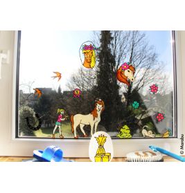 Marabu KiDS Window Color Ponyhof 6x25ml – Abziehbare Fensterfarben für Kinder