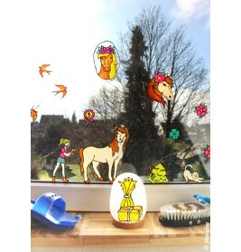 Marabu KiDS Window Color Ponyhof 6x25ml – Abziehbare Fensterfarben für Kinder