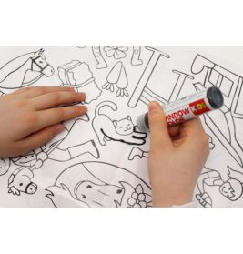 Marabu KiDS Window Color Ponyhof 6x25ml – Abziehbare Fensterfarben für Kinder