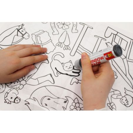 Marabu KiDS Window Color Ponyhof 6x25ml – Abziehbare Fensterfarben für Kinder