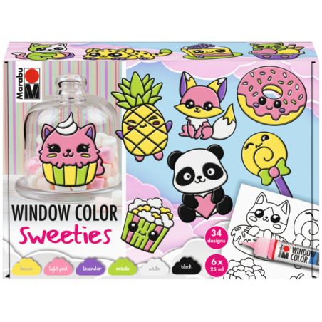 Marabu Window Color Set Sweeties 6x25ml – Farben für süße, wiederverwendbare Fensterbilder