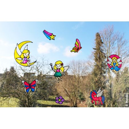 Marabu KiDS Window Color Glitzerfee 10x25ml – Glitzernde Fensterfarben für magische Kunstwerke