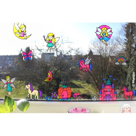 Marabu KiDS Window Color Glitzerfee 10x25ml – Glitzernde Fensterfarben für magische Kunstwerke