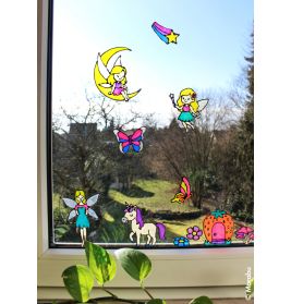 Marabu KiDS Window Color Glitzerfee 10x25ml – Glitzernde Fensterfarben für magische Kunstwerke