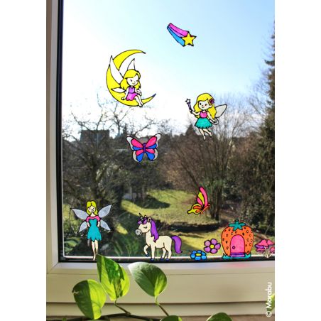Marabu KiDS Window Color Glitzerfee 10x25ml – Glitzernde Fensterfarben für magische Kunstwerke