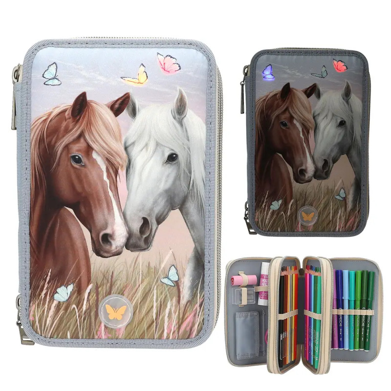 Miss Melody 3 Fach Federtasche LED