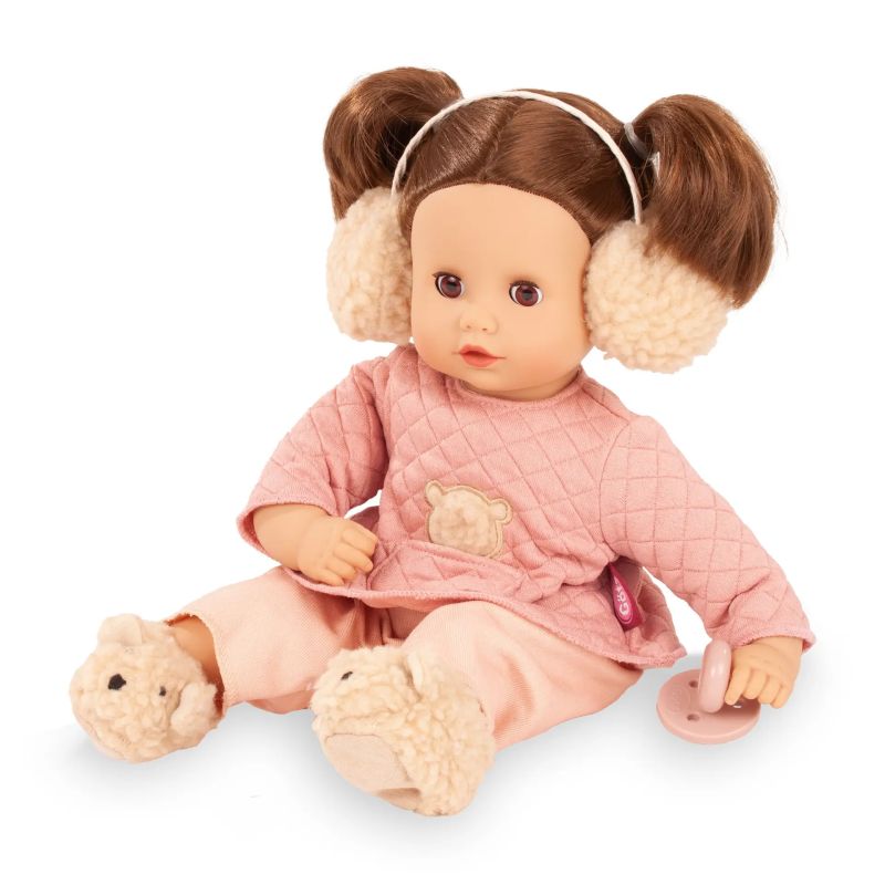 Götz Muffin Bärig Puppe 33 cm – Braune, kämmbare Haare, Weichkörper, Schlafaugen