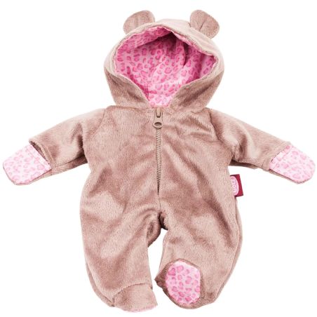 Götz Onesie Teddy mit Kapuze & Ohren für 33cm Puppen | Kuscheliger Puppen-Look
