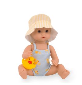 Götz Sleepy Aquini Girl Bathing Duck 33 cm – Wasserdichte Badepuppe, Enten-Look