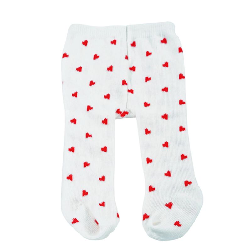 Götz Strumpfhose Weiß mit Roten Herzen für 30cm Puppen | Süßer Puppen-Look