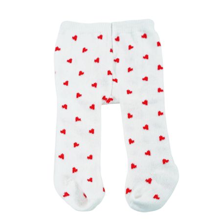 Götz Strumpfhose Weiß mit Roten Herzen für 30cm Puppen | Süßer Puppen-Look
