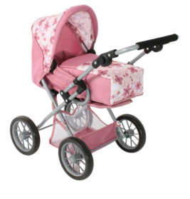 Kombi-Puppenwagen LENI Flowers rosa