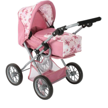Kombi-Puppenwagen LENI Flowers rosa