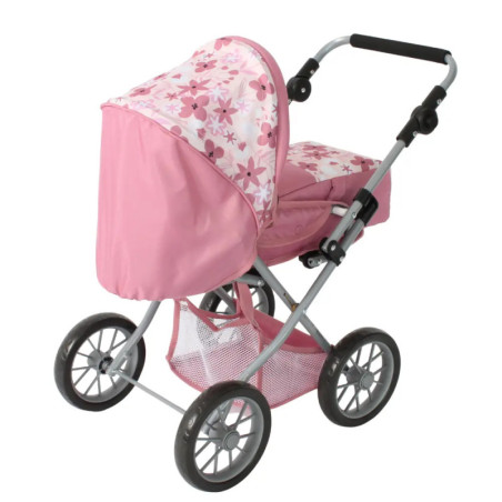 Kombi-Puppenwagen LENI Flowers rosa