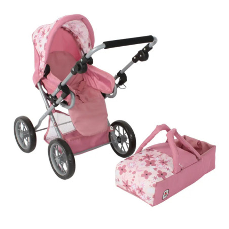 Kombi-Puppenwagen LENI Flowers rosa