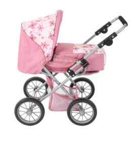 Kombi-Puppenwagen LENI Flowers rosa